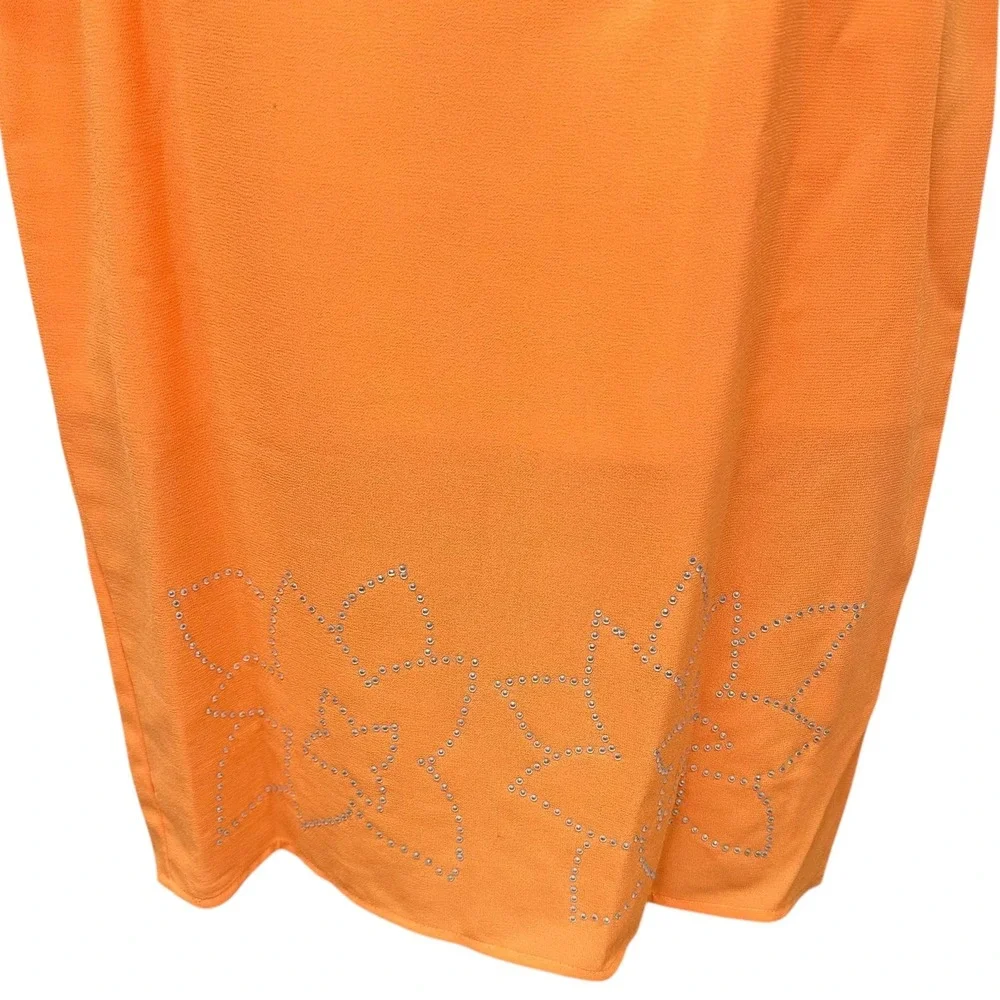 NWT Christie Of California 3 Piece Skirt Suit Set Womens 12 Orange Beaded Floral